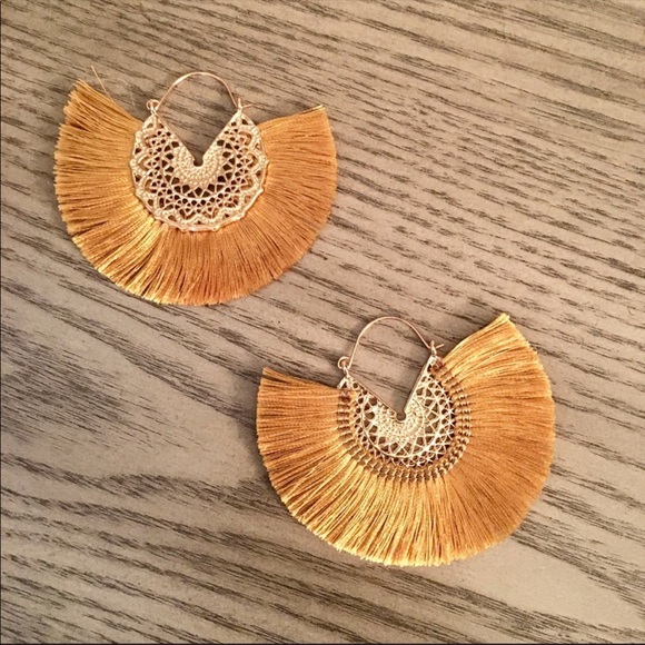 Anthropologie Ochre Amelia Filigree Silk Earrings - Picture 2 of 4